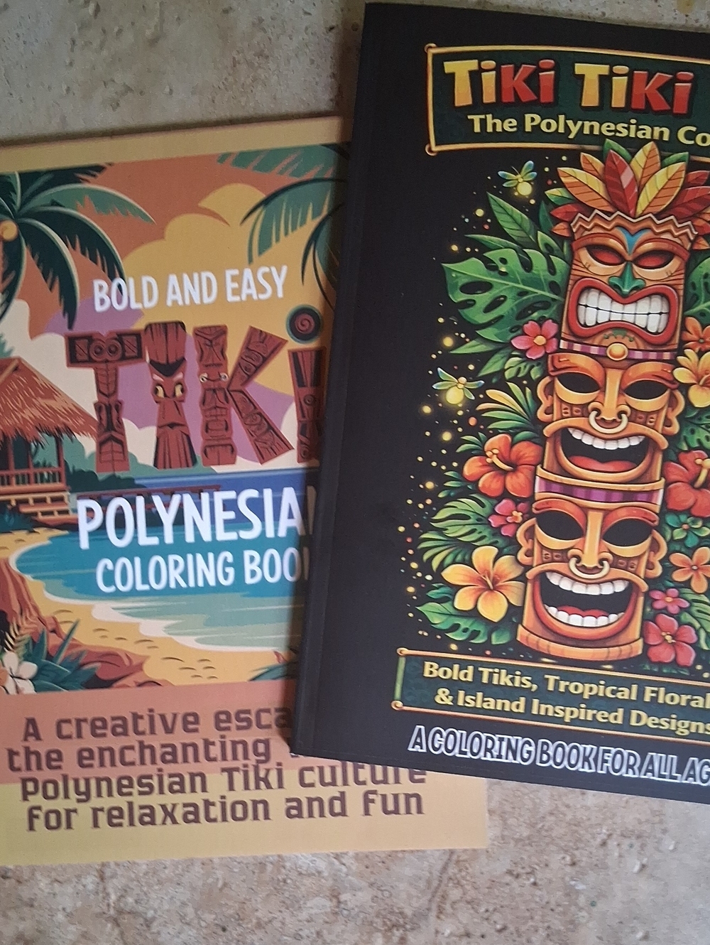 Polynesian Tiki Coloring Book Set - Black & Tan Covers